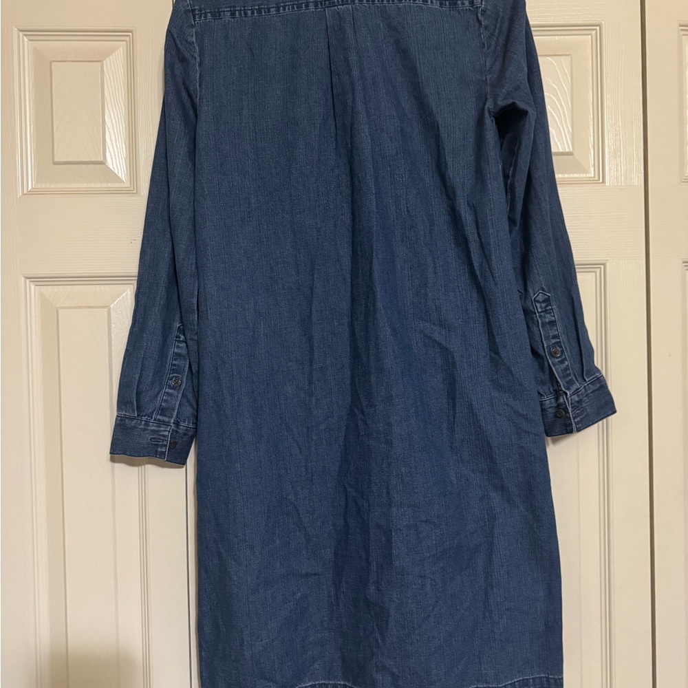 J.Crew Re-Imagined Jean Dress Button Down Long Sleeve Chest & Side Pockets sz 00 - Picture 4 of 8